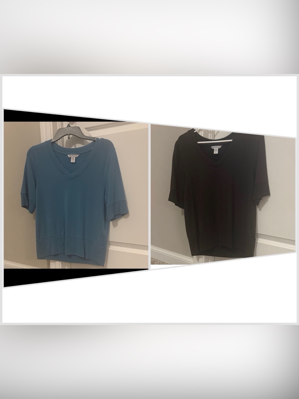 Lot of Athleta Dark Brown and Blue V-Neck Short Sleeve Tees
